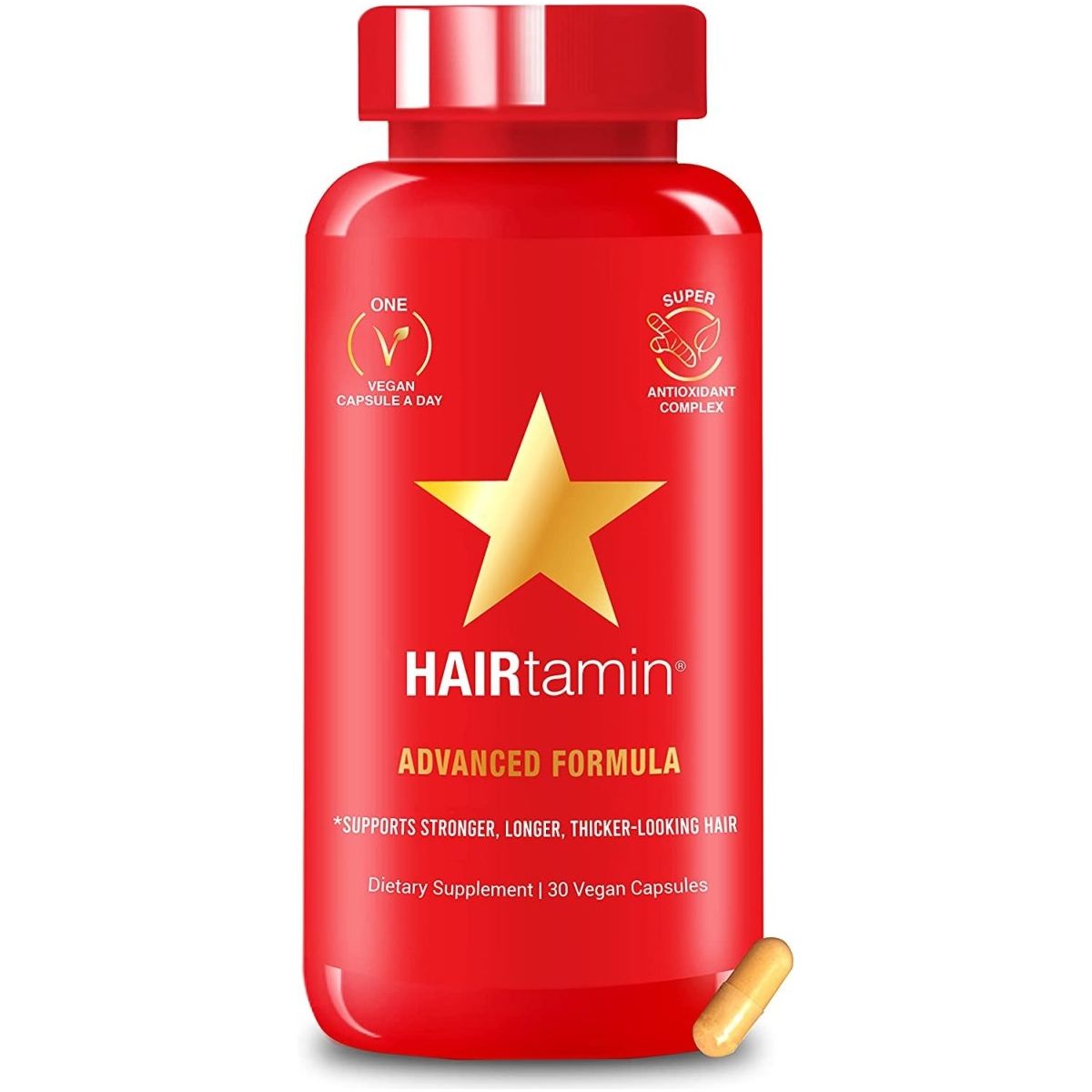 HAIRtamin Advanced Hair Vitamins for Women & Men | All Natural Vegan 5000 Mcg Biotin Capsules Hair Vitamin Supplement | Hair Skin and Nail Vitamins to Promote Hair Growth & Thickness | 30 Hair Pills - Gluta
